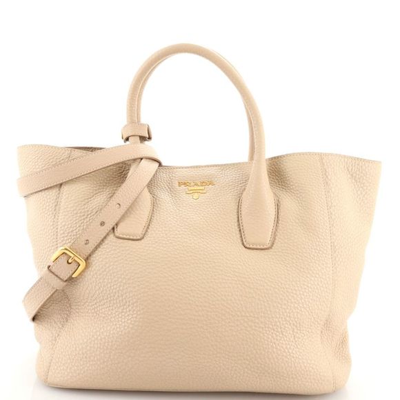 Prada Handbags - Prada Twin Shopping Tote Vitello Daino Medium Neutral